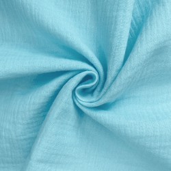 Ткань Муслин Жатый, цвет Небесно-голубой (на отрез)  в Улан-Удэ