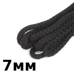 Шнур с сердечником 7мм,  Чёрный (плетено-вязанный, плотный)  в Улан-Удэ
